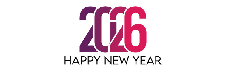 Happy New Year 2026 minimal flat vector