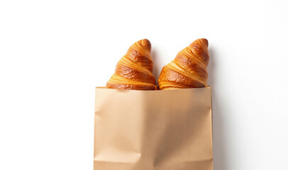 paper bag with bread isolated on white