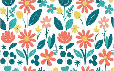 Ditsy Floral Pattern on White Background
