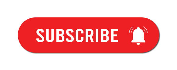 Subscribe Button with Bell Icon Red in Vector Style