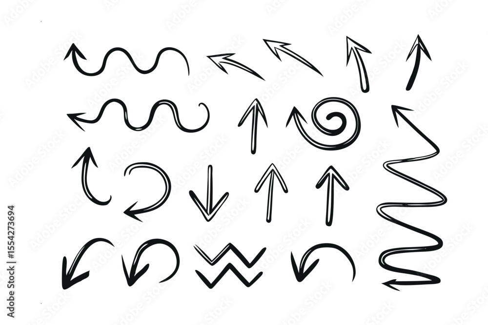 Poster arrows: a diverse array of hand-drawn arrows point the way. each arrow, crafted with unique style, o
