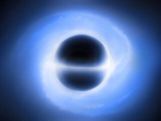 Black Hole in space. Supermassive singularity in outer space. Concept of wormhole. The Event Horizon Telescope.