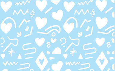 Light Blue and White Abstract Doodle Pattern