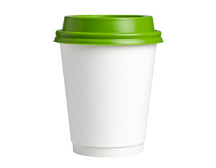  Matcha Latte in To-Go Paper Cup with Green Lid, isolated on transparent background