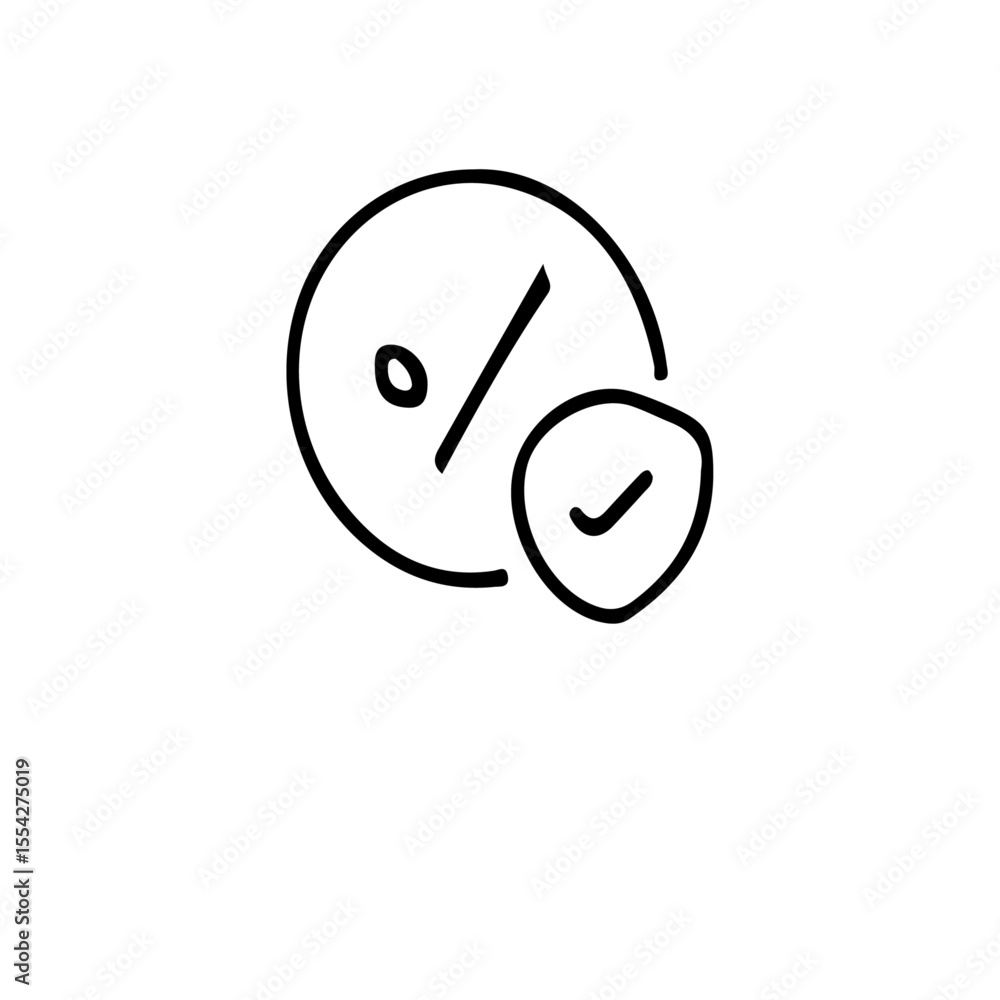 Poster a simple line drawing of a percentage symbol with a check mark beside it