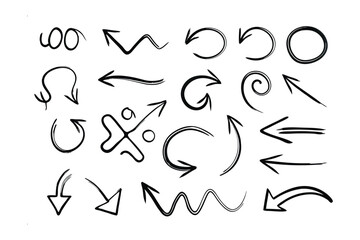 Hand-Drawn Arrow Set: A collection of hand-drawn arrows, each conveying direction, movement, and symbolic meaning. Showcasing a diverse range of shapes and styles