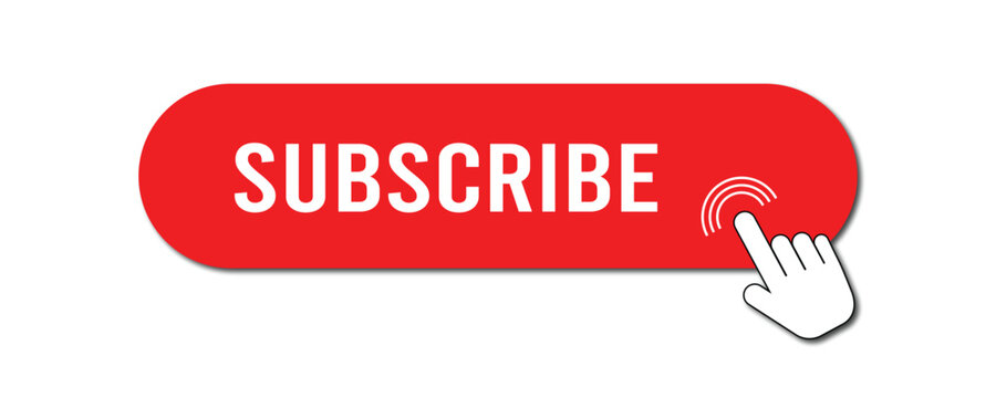 Subscribe Button Hand Click Icon Red in Vector Style