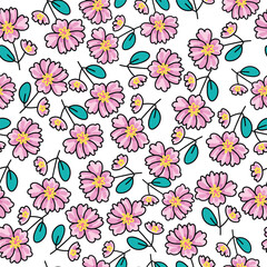 coquette seamless pink flowers pattern