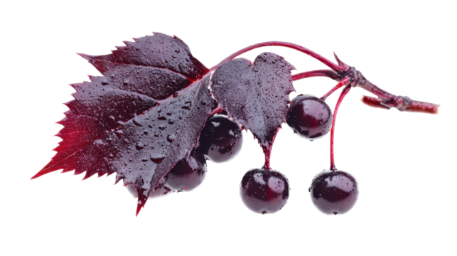 Winter Holly Branch with Glossy Berries and Rich Red Leaves on a Transparent Background