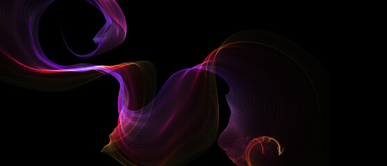 Abstract glowing lines on black background.
