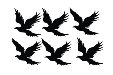 Obraz premium Six Flying Birds Silhouette