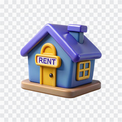 3D Rent House Icon | Property Rental, Real Estate, Home Leasing Symbol