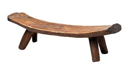 Rustic Wooden Bench with Curved Design for Interior or Exterior Decoration and Natural Aesthetic Appeal