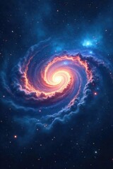 Mysterious swirling nebula in deep blue, cosmic dust and stars suggest destiny, fate, and the unknown Perfect for concepts of chance, prediction, and the universe , magical, stars, vast