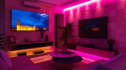 tv lounge 
embeliish tv or led room 
different lights tv room