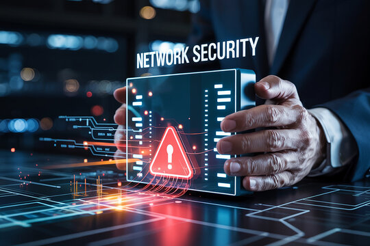 Digital network security alert warning protection digital art cybersecurity