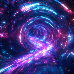 Fototapeta premium Cyberpunk-Inspired Light Neon Trails Vortex With Twisting