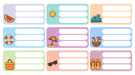 Set of Notebook Label. Blank Label with Summer Themed.