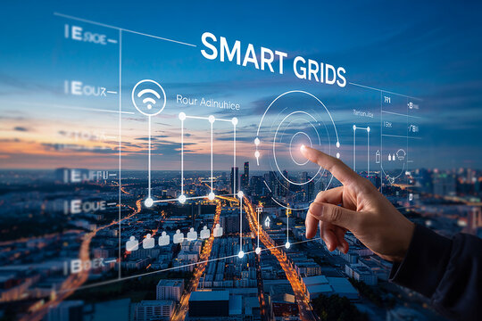 Futuristic city energy network interface smart grid technology