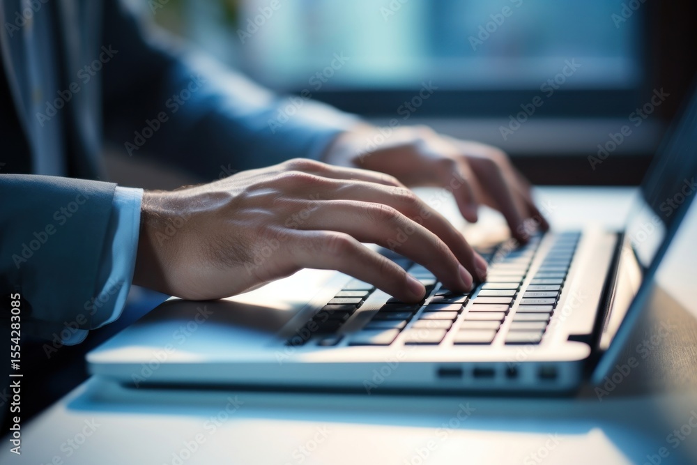 Aufkleber typing on a keyboard computer laptop hand.