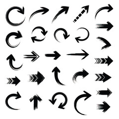 A versatile vector arrow icon set for web design, featuring black 3D pointers, next buttons, and direction symbols