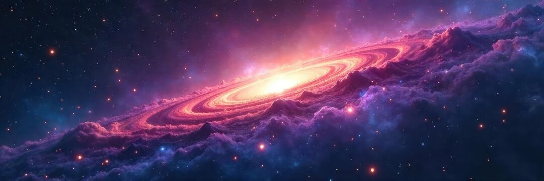 Vast, swirling nebulae meet a sharp, defined edge, representing the cosmic boundary of a universe A breathtaking visual of infinite space and its mysterious limit , ethereal, astronomical, galaxy