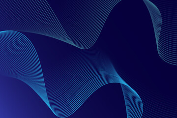 Abstract glowing wave lines on dark blue background. Dynamic wave pattern. Modern flowing wavy lines.