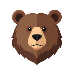 Fototapeta premium Brown Bear Head with Transparent Background, Flat Design Graphic