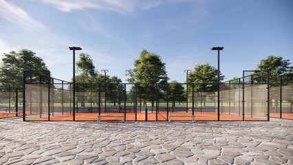side view Terracotta padel tennis court color 