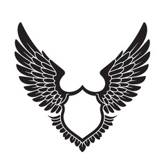 Fototapeta premium Classic wings and shield design a black and white vintage art silhouette emblem illustration