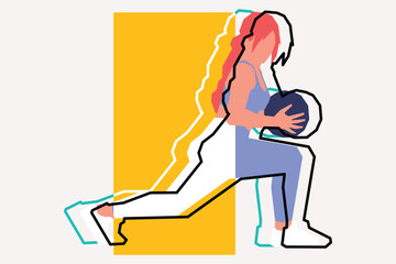Sport woman exercising using ball vector illustration