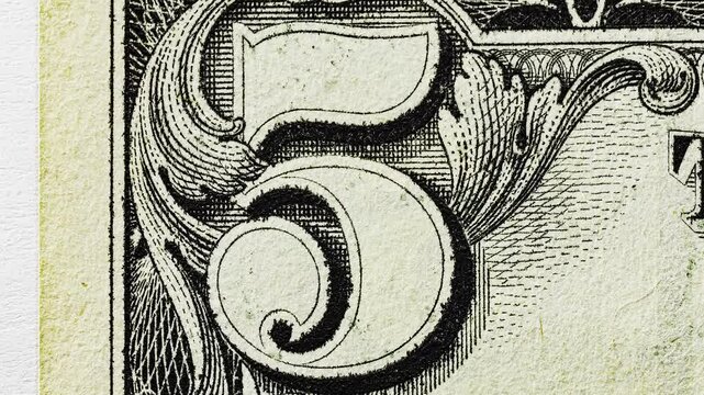 Stop-motion animation aligning the number five across different international banknotes