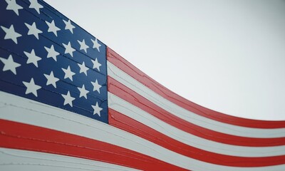Fototapeta premium American flag wood texture curved design patriotic symbol national colors