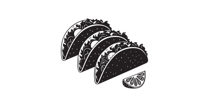 black tacos with lime slice clip art preview
