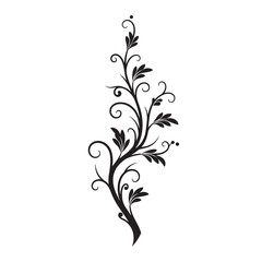 Elegant vector illustration of a vintage art silhouette floral vine design element