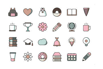 Cute Pastel Icons Collection: A delightful collection of cute and colorful pastel icons, perfect for adding a touch of sweetness to any project. Featuring various themes.