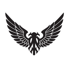 Obraz premium Elegant vintage art silhouette of an eagle spreading its wings on a white background