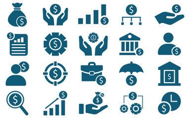 Modern Finance and Payment Icon Set – Line and Solid Style Vector Collection for Web and Mobile Apps