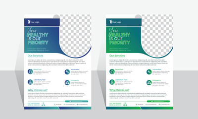 Healthcare cover a4 template, Corporate healthcare and medical flyer or poster design layout.