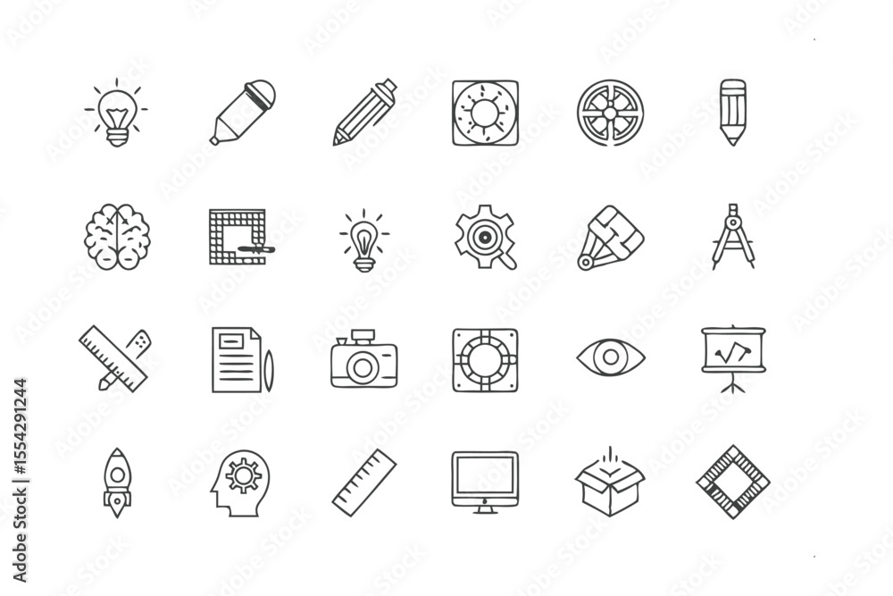 Fototapete collection of design elements: an array of meticulously crafted design elements and icons, presentin