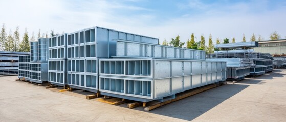 Stacked metal parts in an outdoor storage yard