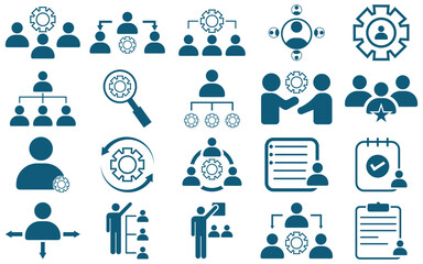 Professional Management Icon Set – Vector Symbols for Business, Leadership, and Organization