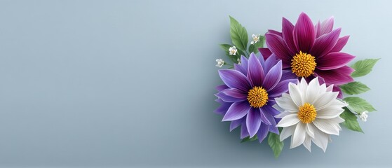 Beautiful Floral Arrangement on a Clean Blue Background with Technology Elements That's Perfect for Graphic Resources and Design Projects