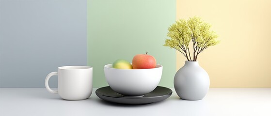 Explore the Elegance of a White Cup in a Beautifully Designed Pastel Palette Setting for Graphic Resources
