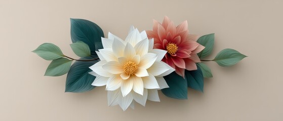 A Stunning Top Down View of a Flower Surrounded by Lush Green Leaves Perfectly Enhanced with Modern Tech Elements