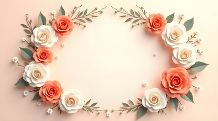  Elegant Floral Borders and Frames with Peach and Cream Roses