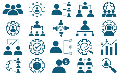 Professional Management Icon Set – Vector Symbols for Business, Leadership, and Organization