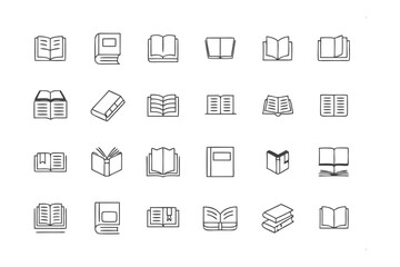 Book Icons Collection: A set of intricately illustrated book icons, showcasing diverse perspectives and designs, symbolizing knowledge, learning, and the world of literature. 
