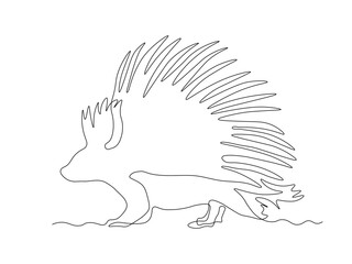 Abstract Porcupine. continuous single one line art drawing sketch, logo