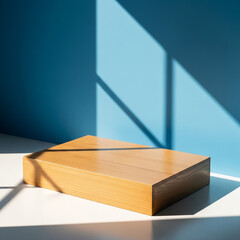 wooden template with blue gackground